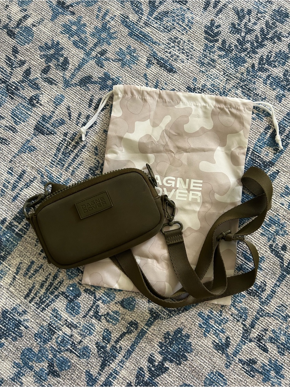 Dagne Dover Mara Phone Sling Crossbody Bag Neoprene Green Dark Moss w/ Dust Bag